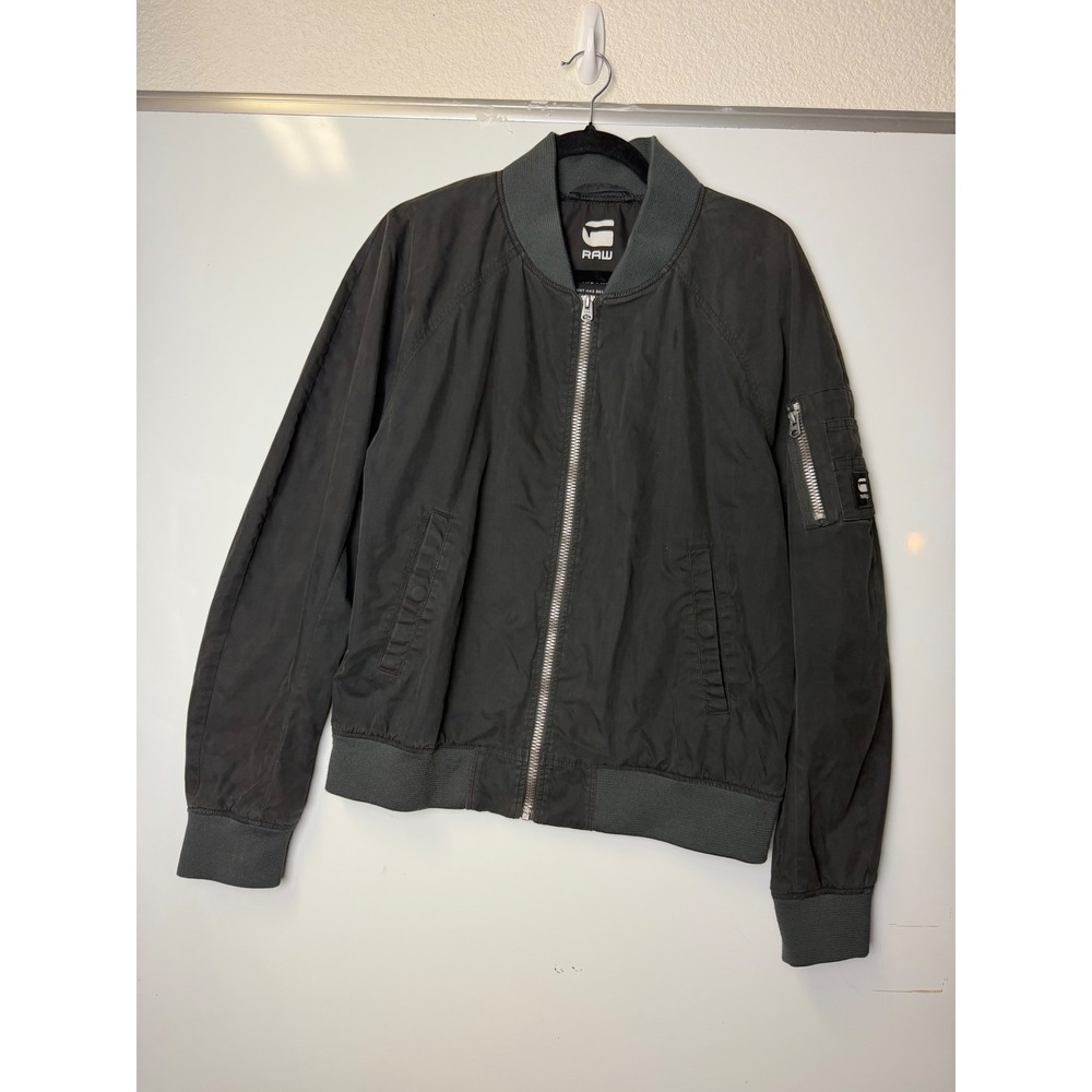 G-Star Raw Mens Bomber Jacket Gray Full Zip Lightweight Flight Jacket Size M